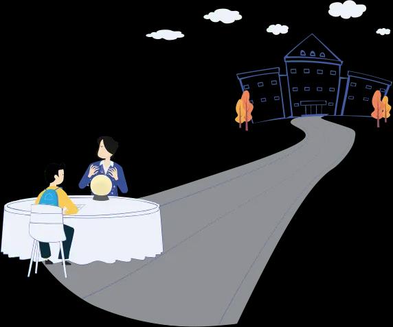 Illustration of a student receiving an AI-based college and career prediction